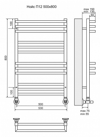 Нойс П12 500х800 Полотенцесушитель  TERMINUS Кострома - фото 3