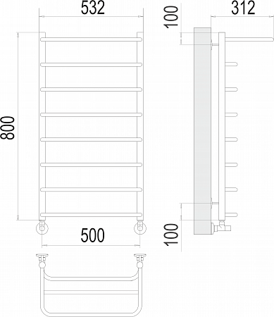 Полка П8 500х800  Полотенцесушитель  TERMINUS Кострома - фото 3