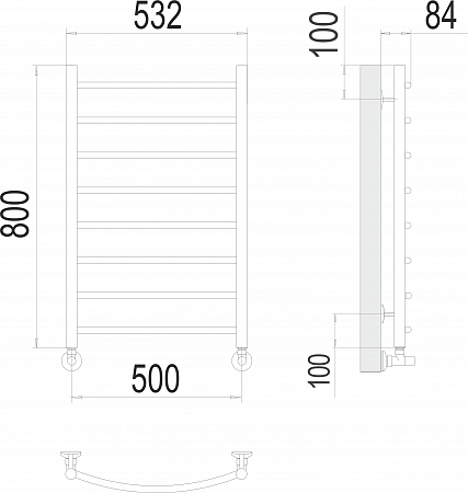 Классик П8 500х800 Полотенцесушитель  TERMINUS Кострома - фото 3