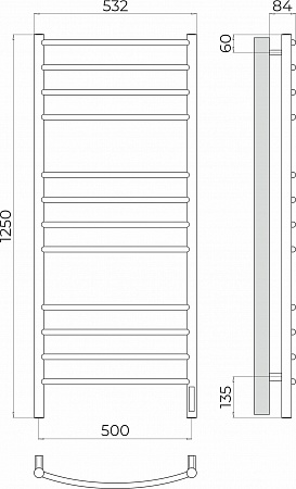 Классик П12 500х1250 Электро (quick touch) Полотенцесушитель TERMINUS Кострома - фото 3