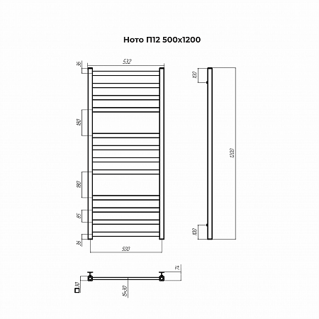 Ното П12 500х1200 Полотенцесушитель TERMINUS Кострома - фото 3