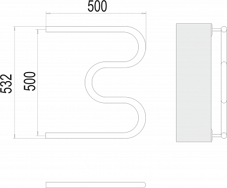 М-обр AISI 32х2 500х500 Полотенцесушитель  TERMINUS Кострома - фото 3