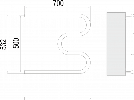 М-обр AISI 32х2 500х700 Полотенцесушитель  TERMINUS Кострома - фото 3
