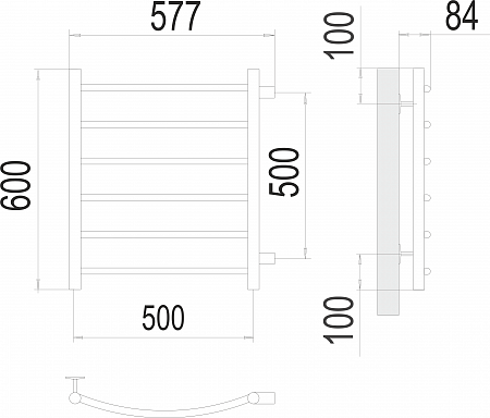 Классик П6 500х600 бп500 Полотенцесушитель  TERMINUS Кострома - фото 3