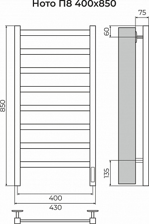 Ното П8 400х850 Электро (quick touch) Полотенцесушитель TERMINUS Кострома - фото 3