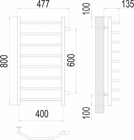 Виктория П8 400х800 бп600 Полотенцесушитель  TERMINUS Кострома - фото 3