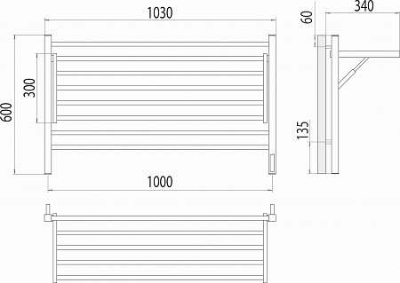 Горизонт П8 1000х600 электро КС ЧЕРНЫЙ МУАР (sensor quick touch) Полотенцесушитель TERMINUS Кострома - фото 5